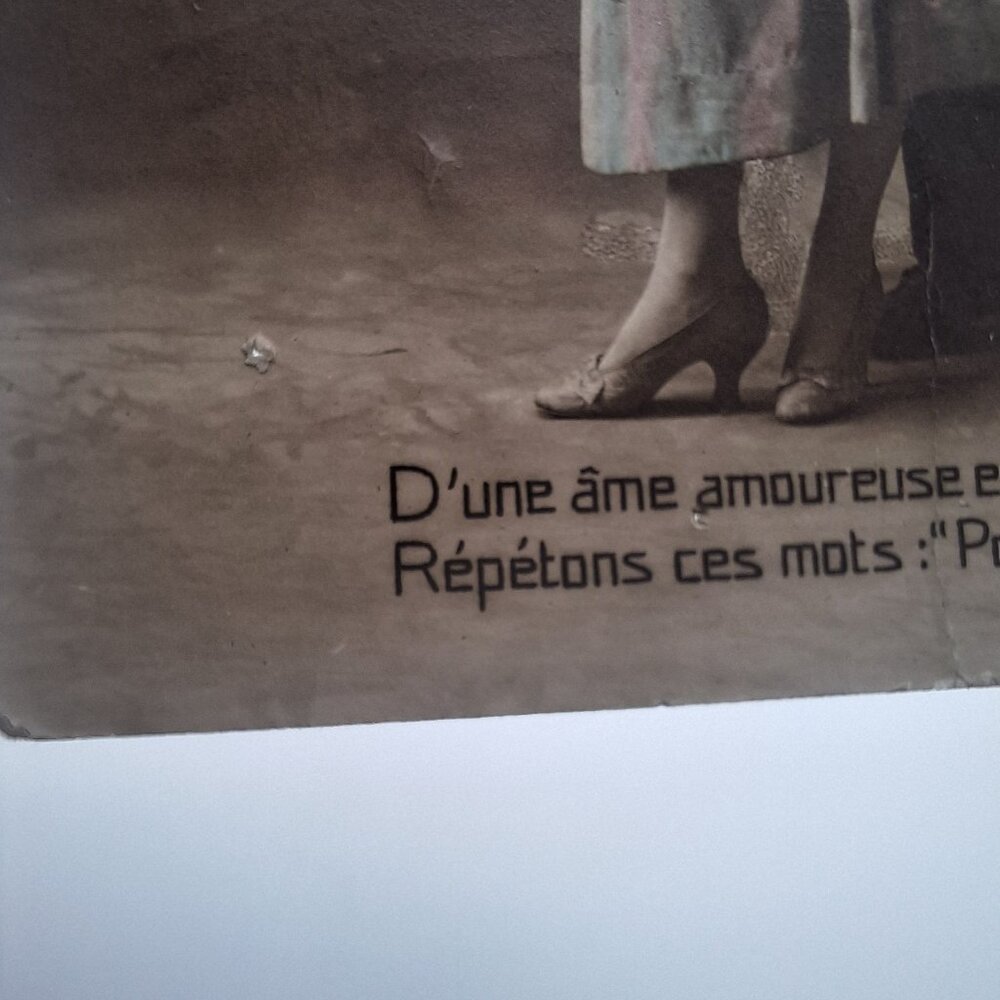 French Romantic Soldier Postcard 1919 Colorized Artwork Sentimental Antique‎ - Picture 6 of 8